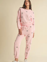 Pink Bow Bedazzled Sweat Pants