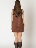 Faux Suede Mini Dress in Chocolate