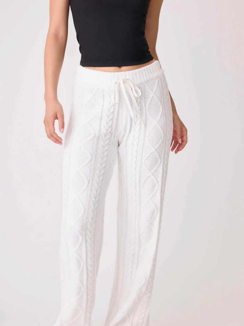 Cable Knit Lounge Pant in White