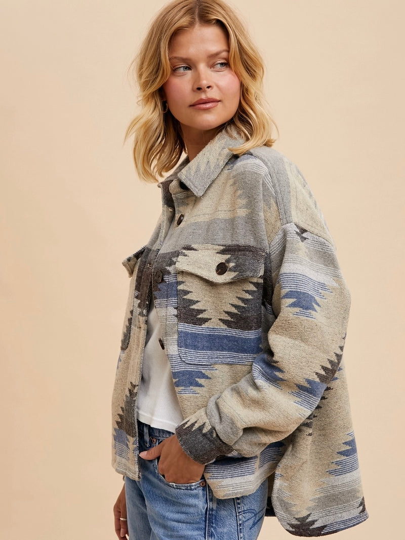 Aztec Print Jacket in Blue