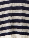 Denim Striped Cable Knit Sweater
