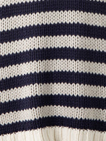 Denim Striped Cable Knit Sweater