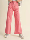Straight Wide Leg Pants with Front Pocket in Rasberry