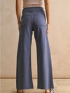 Straight Wide Leg Denim Pants in Dusty Blue