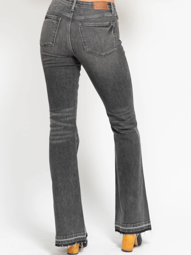 Grey Release Hem Flare Jean