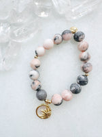 Pink Zebra Jasper & Mother of Pearl Deka Stretch