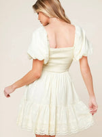 Crochet Baby Doll Puff Sleeve Dress