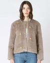 Frosted Mocha Faux Fur Embellished Jacket
