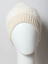 FINAL SALE Soft And Furry Pom Knit Beanie In Ivory