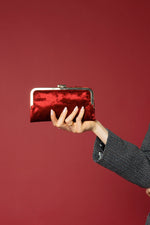 FINAL SALE Sue Velvet Wallet Crossbody Pouch In Red