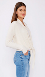 Natural Waffle Knit Tie Front Cardigan