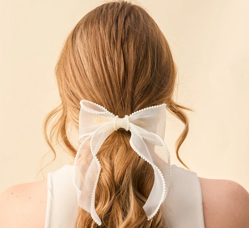 Sheer Cream Pearl Bow