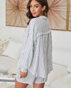 Boat Day Striped Button Up in Navy