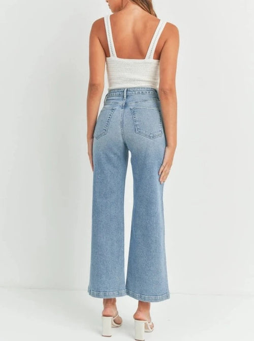 Patch Pocket Wide Leg Jean in Denim