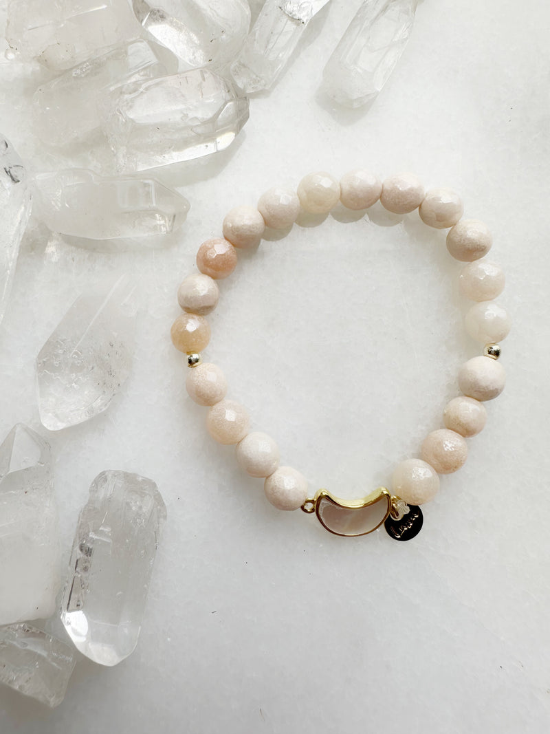 Pink Mystic Chalcedony & Mother of Pearl Chelsea Octa Stretch