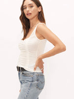 Carilano Fitted Ruched Rib Tank in White