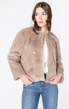 Frosted Mocha Faux Fur Embellished Jacket