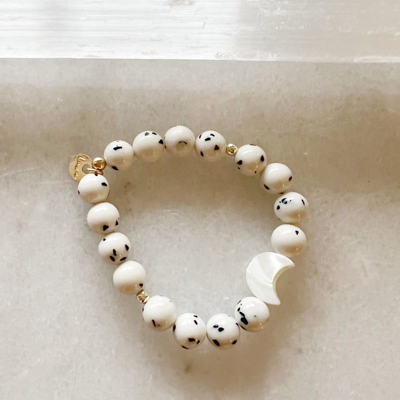 Luxa Little Dalmatian Jade & Mother of Pearl Moon Stretch