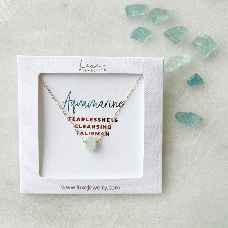 Aquamarine Hexa Necklace